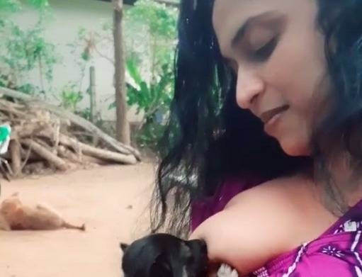 Boobs Sucked By Animals - Mallu breastfeeding dog TikTok video
