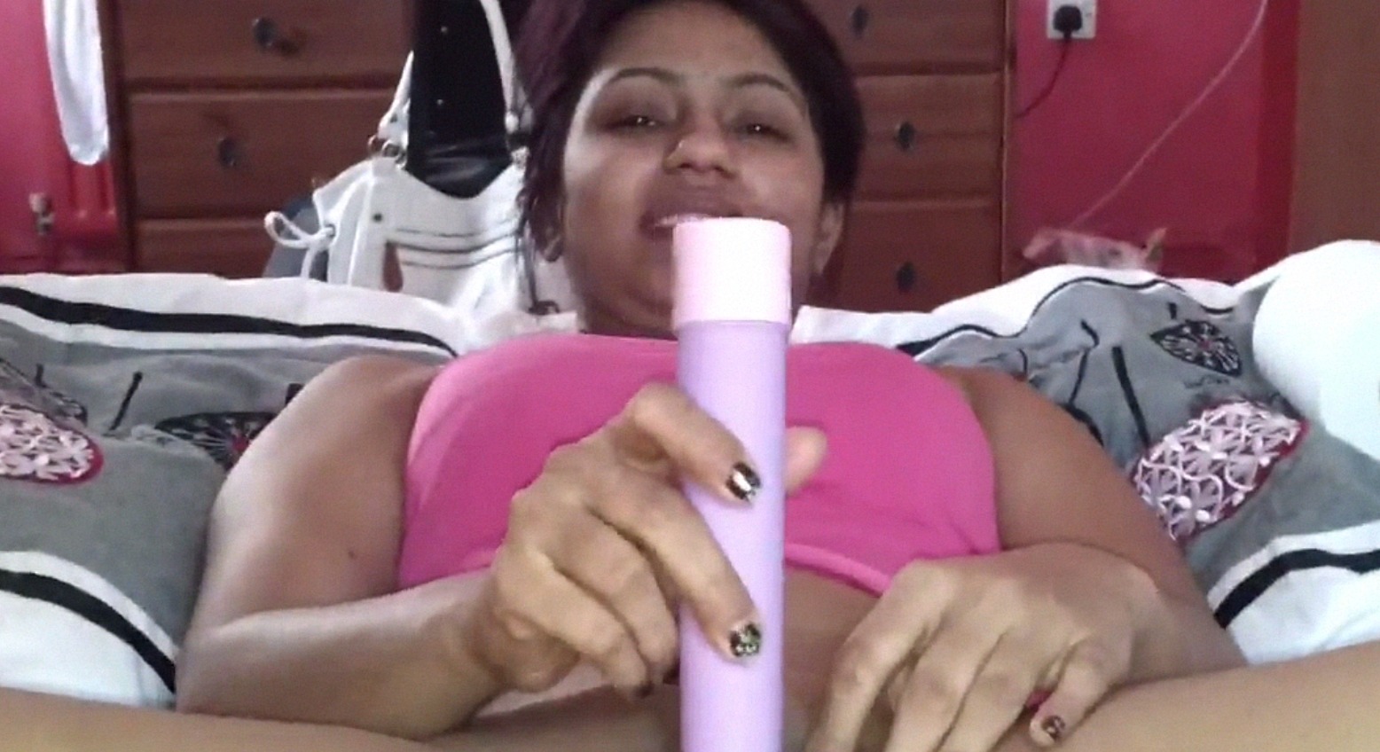 Pakistani Girls Fucking Toys - Pakistani beauty using a long plastic dildo sex toy to masturbate