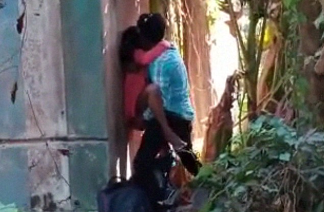 Xxx Outdoor Sex - Indian college lovers outdoor standing XXX spy video