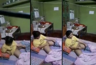 Sexy hostel girl masturbates on video call in Bangladeshi bf