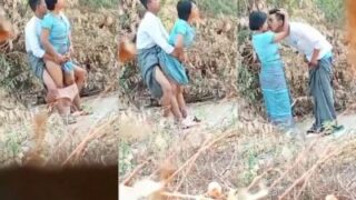 Outdoor Nepali sex video of a couple fucking in a lorn area