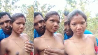 Adivasi couple enjoys Indian outdoor sex in the Jungle