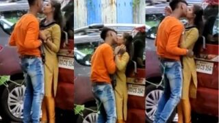 Desi couples erotic romance in a public area