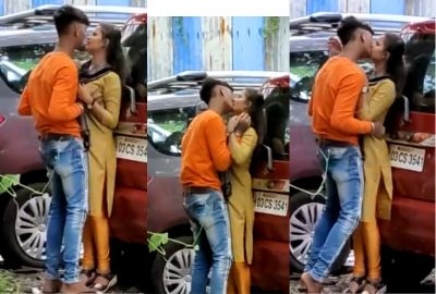 Desi couples erotic romance in a public area