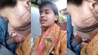 Outdoor sex video of an 18-year-old girl sucking a dick