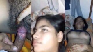 A guy fucks a village girl’s hairy pussy in the desi porn