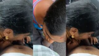 South Indian lady gives outdoor desi blowjob in the car