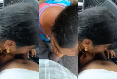 South Indian lady gives outdoor desi blowjob in the car