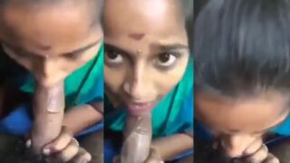 Tamil wife’s quick desi blowjob to her lover