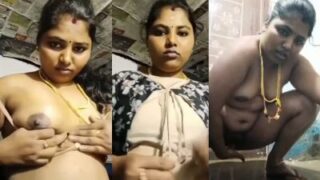 Unsatisfied South Indian lady strips and masturbates