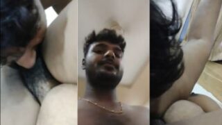 Tamil sex of a guy eating his stepmom’s hairy pussy